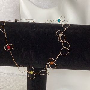 Ankle Bracelet in 14k Gold Filled Wire Design with multi colored beads
